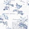 Galerie Nostalgie Roses and Postcards Blue/Grey Wallpaper - G56287