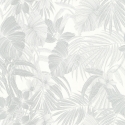 Grandeco Joelle Leaf White/Silver Metallic Wallpaper - A51303