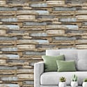 Grandeco Malay Wood Panel Aqua/Grey Wallpaper - WL1003