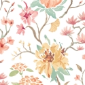 Ohpopsi Saku Japanese Flowers Linen/Apricot Wallpaper - HAN50147W