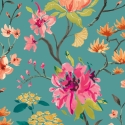 Ohpopsi Saku Japanese Flowers Peacock/Rose Wallpaper - HAN50152W