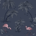 Holden Decor Flamingo Lake Midnight Blue/Pink Wallpaper - 12382