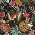 Holden Decor Wonderland Tropical Animals Black Multi Wallpaper - 91193
