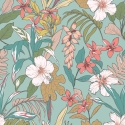 Hoopla Walls Oasis Coral/Teal Wallpaper - HWA1205W