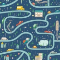 Hoopla Walls Road Trip Indigo Riot Wallpaper - HWA1308W