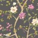 Hoopla Walls Bird Song Plum/Noir Wallpaper - HWA1346W