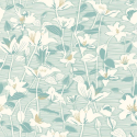 Hoopla Walls Lino Leaves Duckegg Wallpaper - HWA1439W
