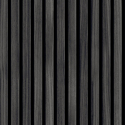 Close-up material sample of the Hoopla Walls HWA1452W design showing the dark charcoal wood slat print on a non-woven base.