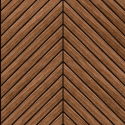 Close-up material sample of the Hoopla Walls HWA1458W design showing the walnut chevron slat print on a non-woven base.