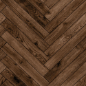 Close-up material sample of the Hoopla Walls HWA1466W design showing the dark walnut parquet pattern on a non-woven base.