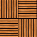 Close-up material sample of the Hoopla Walls HWA1467W design showing the teak square slat print on a non-woven base.