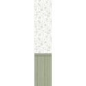 Close-up material sample of the Hoopla Walls HWA1480W design showing the floral toile top and sage tongue and groove bottom printed on a single flat non-woven base.