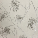 Vymura Sofia Sprig Floral Grey/Silver Metallic Wallpaper - M95673