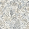 Vymura Capri Palm Landscape Natural/Grey Metallic Wallpaper - M95678