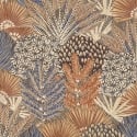 Grandeco Muse Mael Leaves Blue/Copper Metallic Wallpaper - MU3308