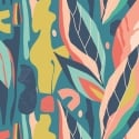 Origin Abstract Leaf Shapes Blue Wall Mural - MUR206