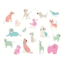 Origin Happy Dogs Blush Pink Wall Mural - MUR232