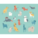 Origin Happy Dogs Teal/Blue Wall Mural - MUR235