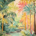 Origin Pretty Palms Emerald Green Wall Mural - MUR369