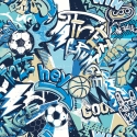 Origin Sports Graffiti Blue Mix Wall Mural - MUR414