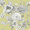 Origin Large Rose Toile Apple Green Wall Mural - MUR428