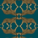 Galerie Enchanted Sabor Leopard Teal Metallic Wallpaper - NHW1034