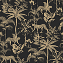 Rasch Savannah Leopard Palm Tree Jungle Black/Gold Wallpaper - 409031
