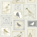 SK Filson Framed Birds Silver/Multi Wallpaper - FI2501