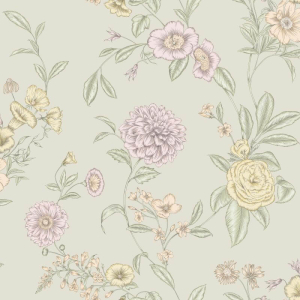Rasch Chelsea Floral Pistachio Wallpaper - 100319