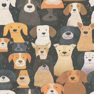 High-resolution flat swatch of Erismann Buddy Dogs wallpaper showing the brown multi textured pattern.