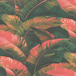 High-resolution flat swatch of Erismann Tropica Leaves wallpaper showing the green multi textured leaf pattern.