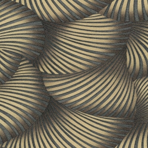 Erismann Twill Geometric Fan Black/Gold Metallic Wallpaper - 10525-15
