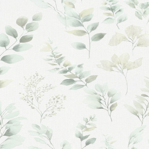 Flat swatch of Green 10579-07 showing the sage botanical pattern.