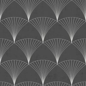 Midbec Design Art Deco Fan Black/White Wallpaper - 12001