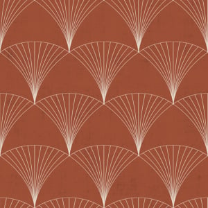 Midbec Design Art Deco Fan Orange/Cream Wallpaper - 12002