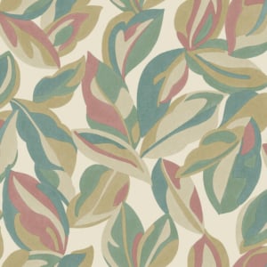 Holden Decor Abstract Leaf Cream/Multi Wallpaper - 13571