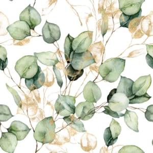 Muriva Eucalyptus Leaves Green/Gold Metallic Wallpaper - 210501