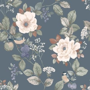 Belgravia Decor Bramble Floral Blue Wallpaper - 2300