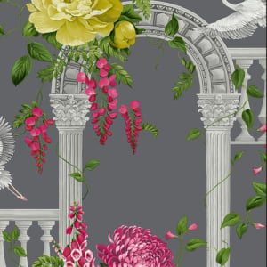 Belgravia Decor Corinthia Floral Archway Charcoal Wallpaper - 240