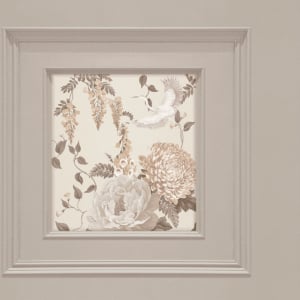 Belgravia Decor Corinthia Floral Panel Pearl Metallic Wallpaper - 246