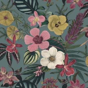 Rasch Priya Floral Teal Multi Wallpaper - 284279