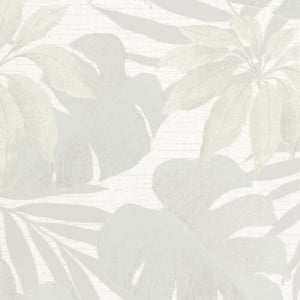 Galerie Avalon Tropical Leaves Pearl/Cream Metallic Wallpaper - 31603