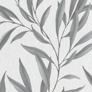 Galerie Avalon Large Leaf Trail Grey/Silver Metallic Wallpaper - 32201