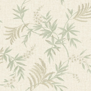 Flat swatch of 36452 highlighting the sage tones and metallic leaf.