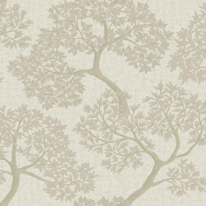 Flat swatch of 36460 showing the cream base and metallic tree print.