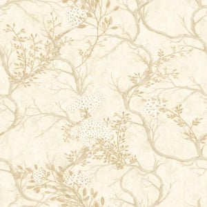 Rasch Albero Floral Trail Natural Metallic Wallpaper - 400402