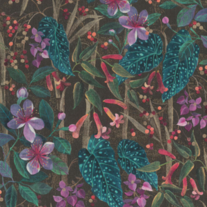 Rasch Curiosity Tropical Bouquet Charcoal Multi Wallpaper - 538236