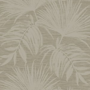 Holden Decor Grasscloth Leaf Taupe Metallic Wallpaper - 66221