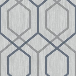 Belgravia Decor Oria Hex Navy/Grey Glitter Wallpaper - 6733
