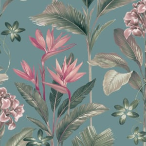 Belgravia Decor Oliana Floral Soft Teal Wallpaper - 8486